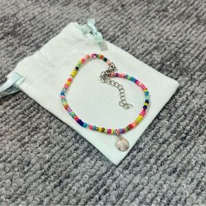 Multicolor Silver Seashell Charm Colorful Beaded Summer Anklet Adjustable✨